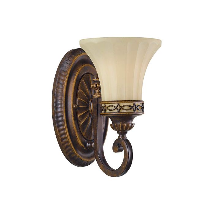 Drawing Room 25cm Bronse vegglampe Fra Elstead Lighting - Ljusk&auml;llan omfamnas av det dekorativa glaset som bidrar med en fin och harmonisk ljusspridning i rummet.