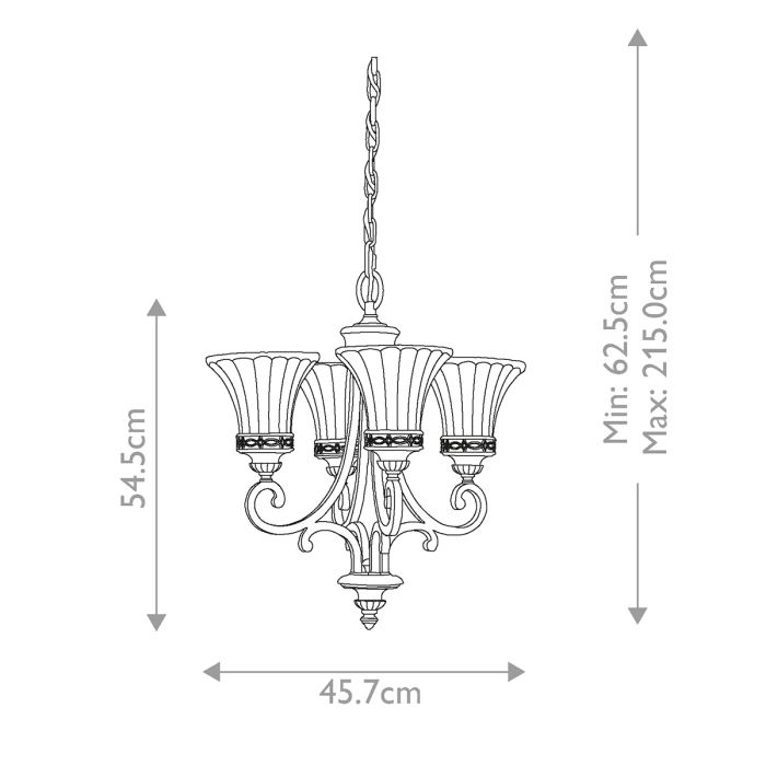 Drawing Room Ø45 Bronse Taklampe Fra Elstead Lighting - Varje ljusk&auml;lla omfamnas av ett dekorativt glas vilket skapar en vacker och harmonisk ljusspridning i rummet.