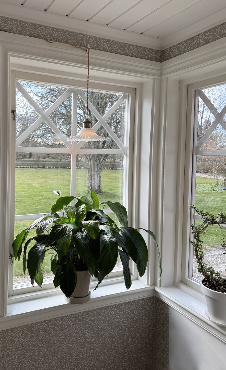 Silvia Ø22 Antikk messing/hvit vinduslampe Fra Aneta Lighting - Vinduslampen Silvia i romantisk vintage-stil er en fin interiørdetalj som fungerer like bra i klassiske, landlige og moderne hjem.