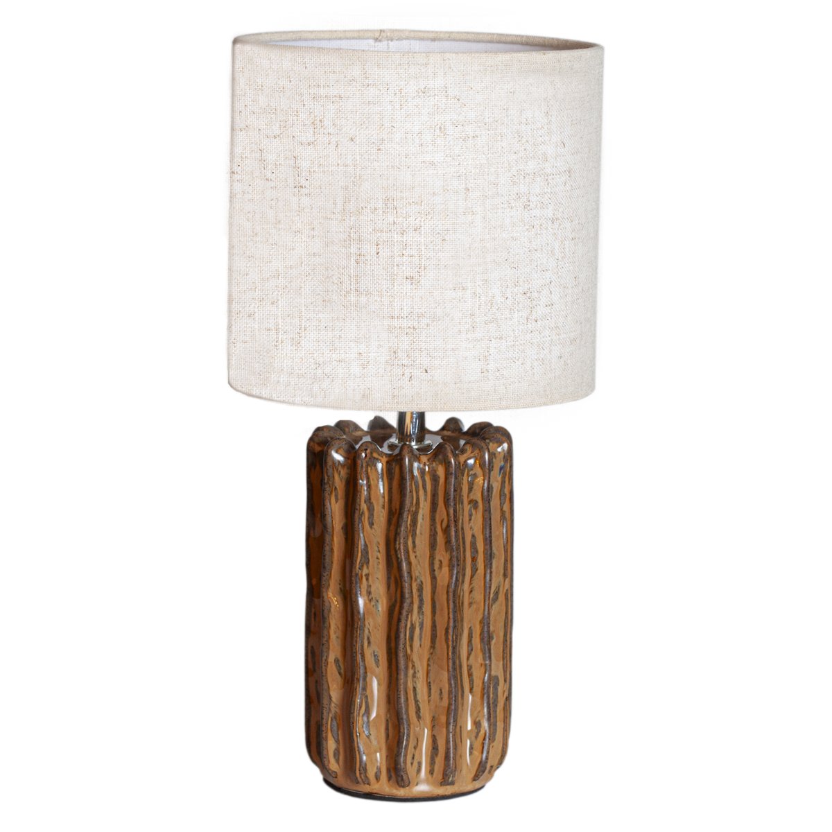 Flint 33cm Brun bordlampe Fra Cottex - Den strukturerte overflaten og den glaserte finishen skaper et livlig uttrykk med fine skift i farge og form.