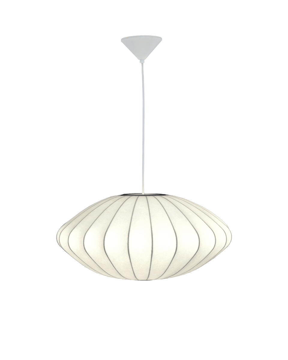 Josefine Ø50 Hvit Taklampe Fra Aneta Lighting - Den gener&oslash;se skjermen er laget av kunstig silke, noe som gir lampen en vakker tekstur og et mykt lys n&aring;r den er tent.
