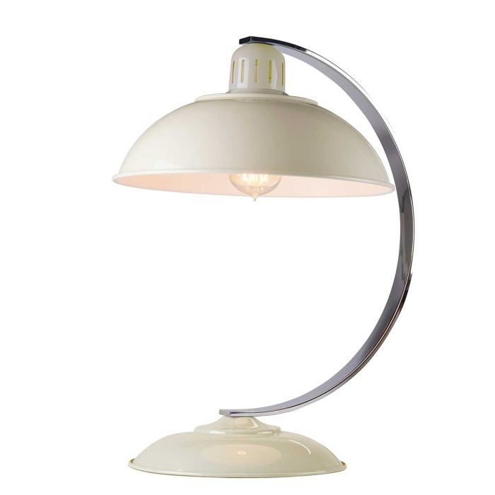 Franklin 46cm Kremet hvit bordlampe Fra Elstead Lighting - Bordslampan Franklin har en elegant b&ouml;jd arm i polerad krom samt en spunnen metallsk&auml;rm och bas i blank gr&aring; finish.