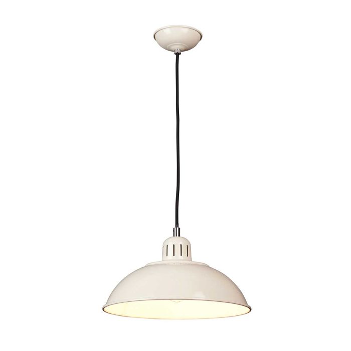 Franklin Ø30 Kremet hvit Taklampe Fra Elstead Lighting - Den vita insidan av sk&auml;rmen ger en klar och bra ljusspridning.