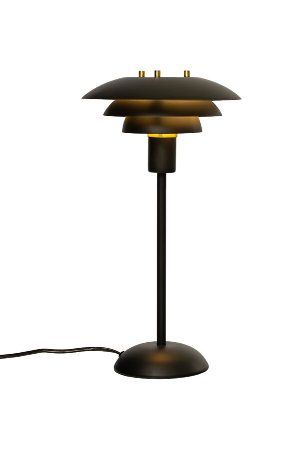 Epsilon 37cm Svart bordlampe Fra Aneta Lighting - Detaljer i krom og matt messing medfølger, søm; du kan selv velge hvilken som passer best i ditt hjem.