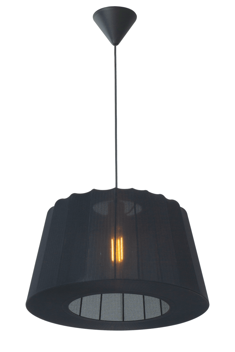 Abril Ø45 Svart Taklampe Fra Aneta Lighting - Den vakre taklampen Abril er trukket i fint stretchstoff som filtrerer og sprer lyset p&aring; en behagelig m&aring;te i rommet.