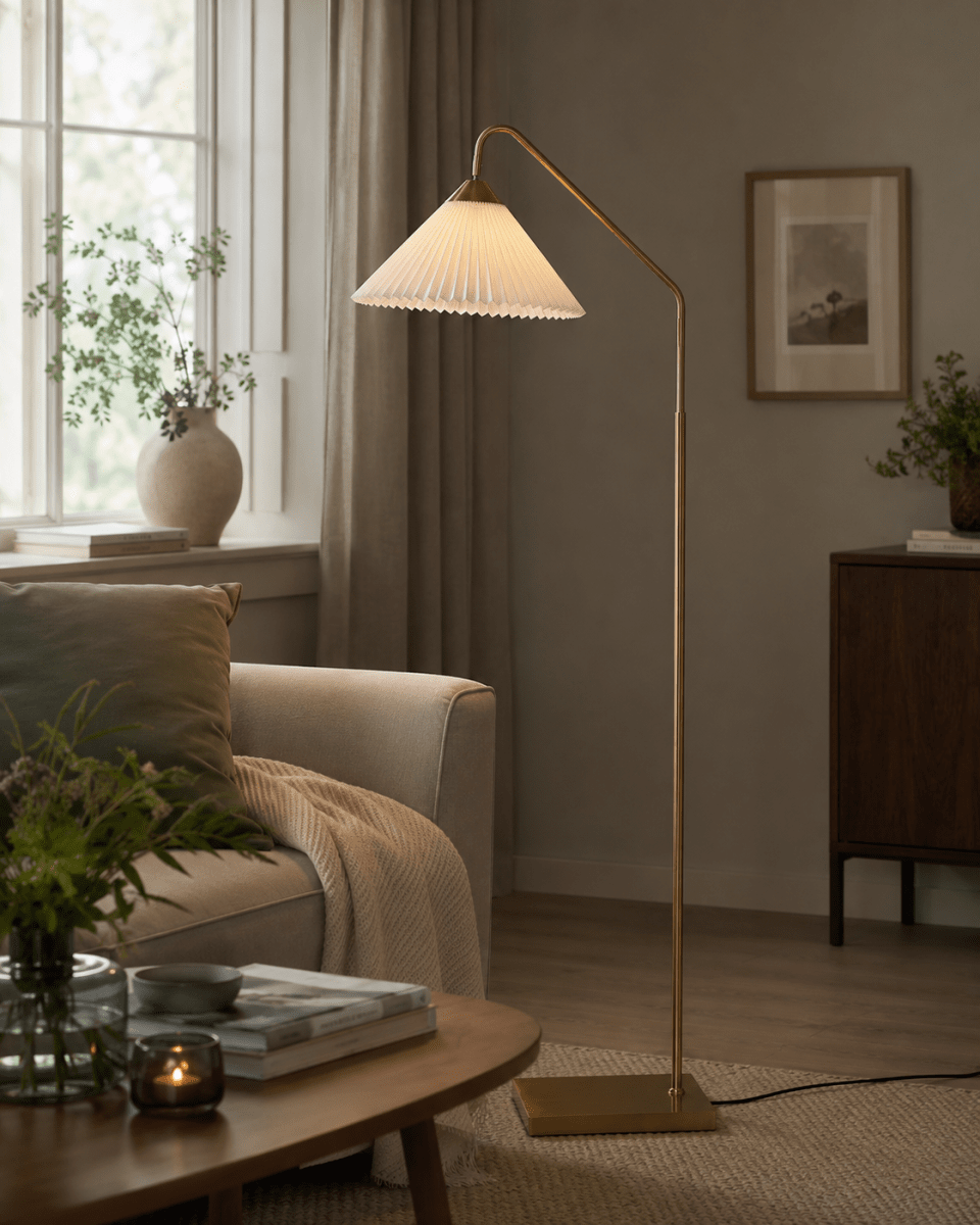 Nonna Antikk messing gulvlampe Fra Lampan - Nonna er en elegant gulvlampe i metall med en vakker antikk messingfinish som gir et varmt og tidl&oslash;st uttrykk.