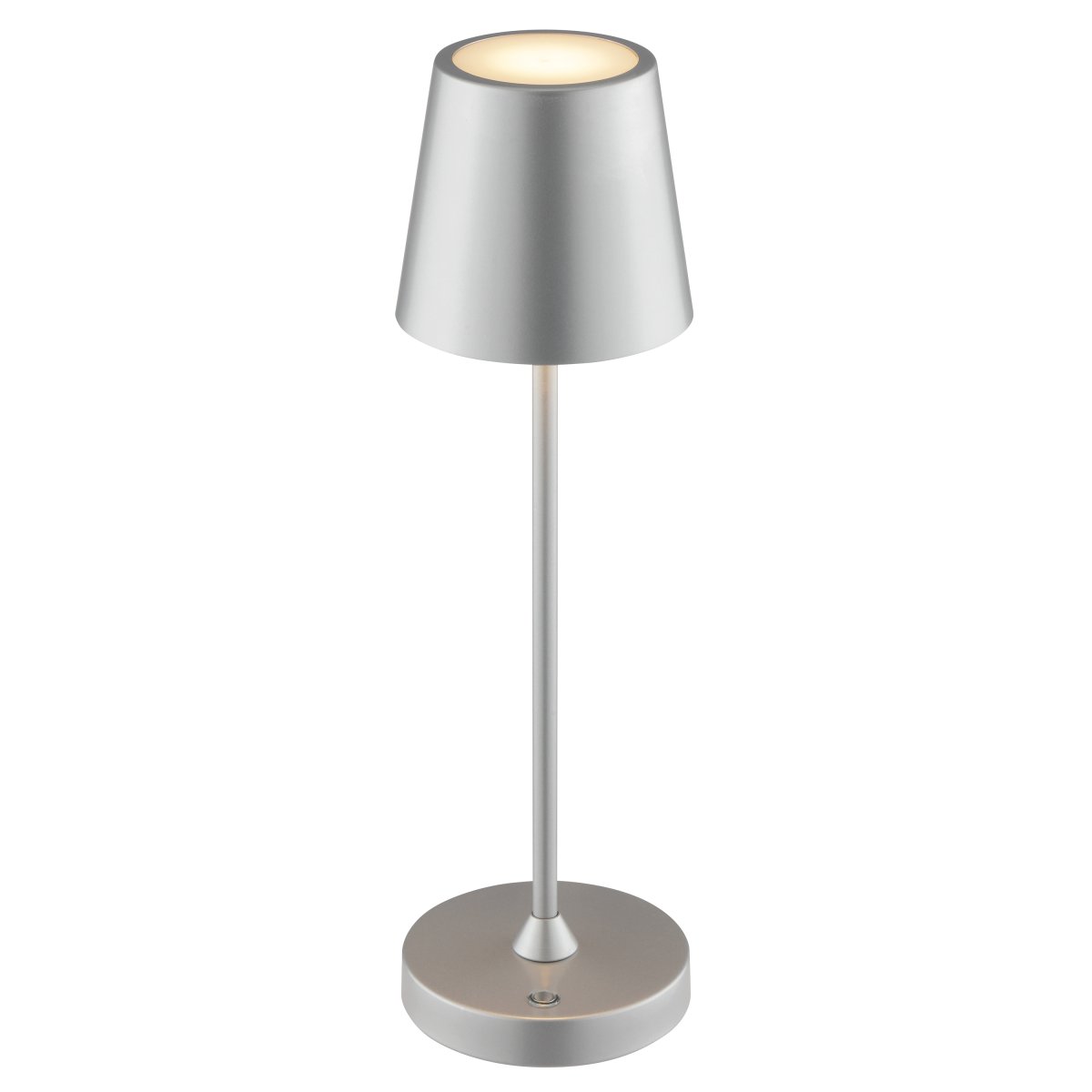 Elora 37cm Sølv bærbar Fra Brilliant - Lampen er laget av metall og plast og er utstyrt med en berøringsdimmer på lampebasen.