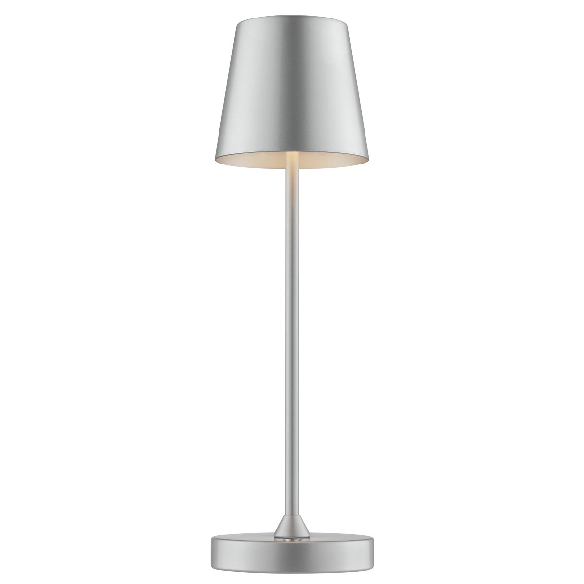 Elora 37cm Sølv bærbar Fra Brilliant - Lampen er laget av metall og plast og er utstyrt med en berøringsdimmer på lampebasen.