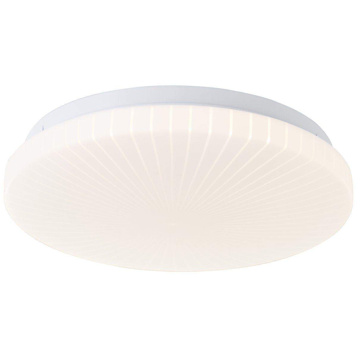 Fenja Ø26 Hvit plafond Fra Brilliant - Den integrerte LED-lyskilden gir et varmt hvitt lys på 3000K og har en lysstyrke på 1400 lumen – perfekt for å skape et hyggelig og godt opplyst miljø i for eksempel en gang eller et kjøkken.