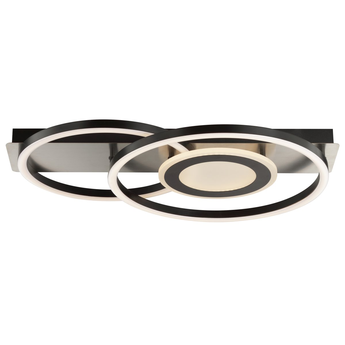 Maureen 55cm Svart plafond Fra Brilliant - Kombinasjonen av materiale og farge gir lampen et sofistikert uttrykk som passer både i hjem med moderne innredning og i mer industrielt inspirerte miljøer.