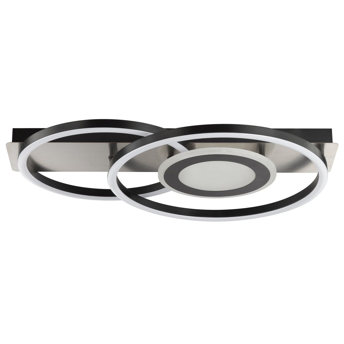 Maureen 55cm Svart plafond Fra Brilliant - Kombinasjonen av materiale og farge gir lampen et sofistikert uttrykk som passer både i hjem med moderne innredning og i mer industrielt inspirerte miljøer.