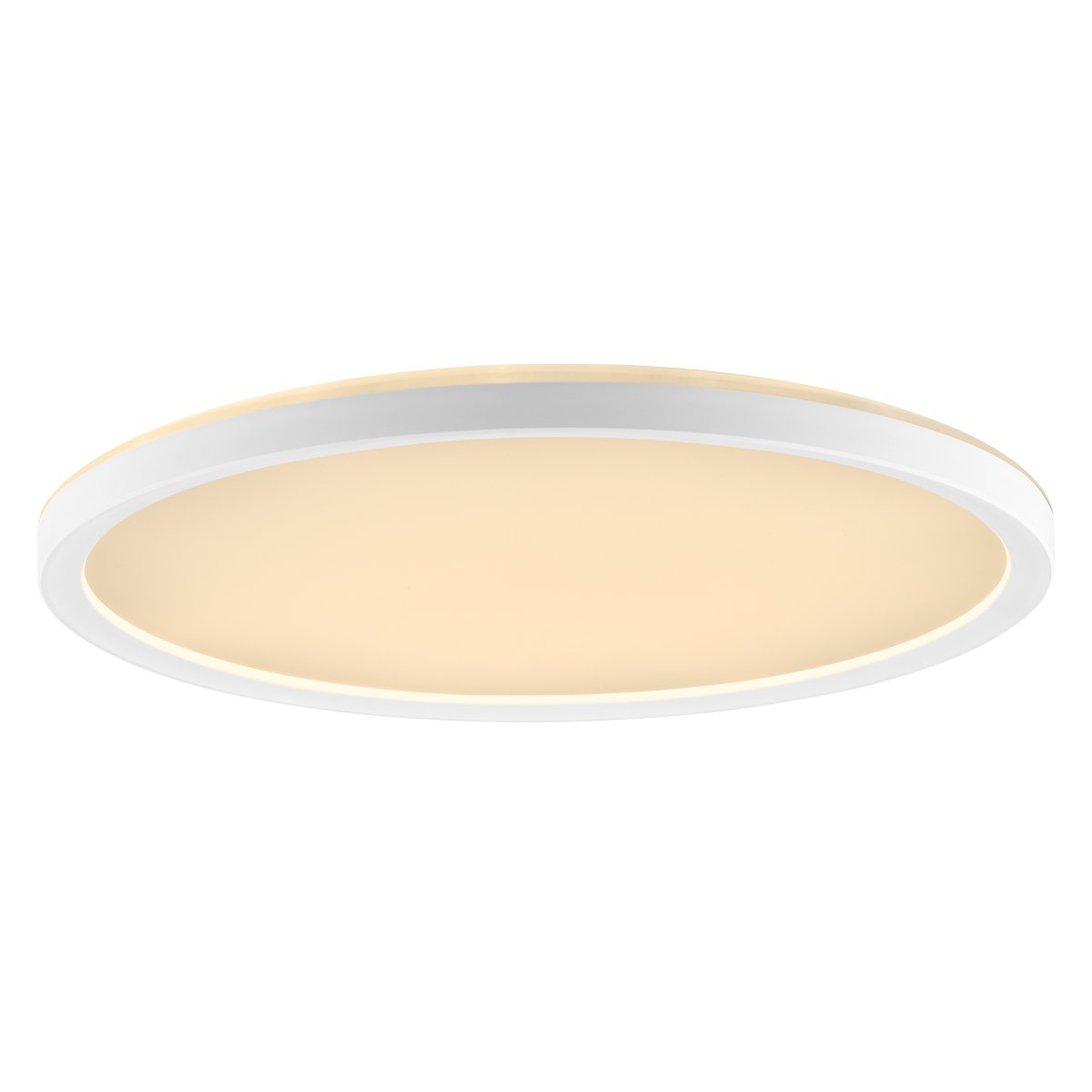 Samora Ø30 Hvit plafond Fra Brilliant - Den hvite rammen omfavner et stort LED-panel som avgir et sterkt og jevnt lys over hele overflaten – perfekt for rom der god belysning er viktig.