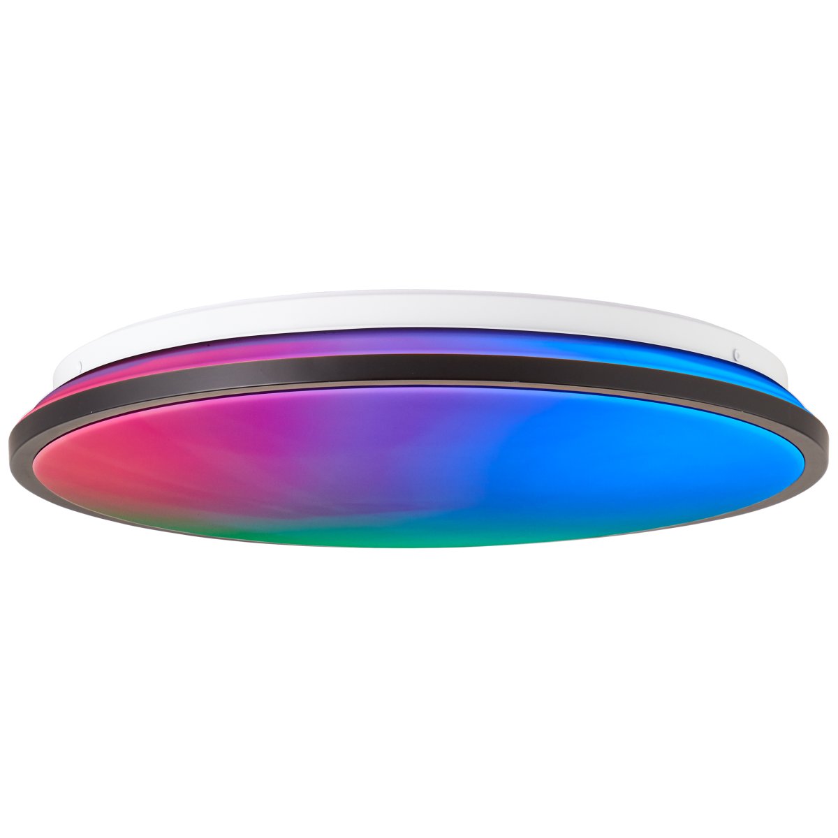 Heida Ø40 Svart plafond Fra Brilliant - Heida kan lyse i mange forskjellige farger med sin RGB-funksjon, og du kan ogs&aring; velge &aring; la flere farger lyse i kombinasjon med hverandre eller endres automatisk med fjernkontrollen.