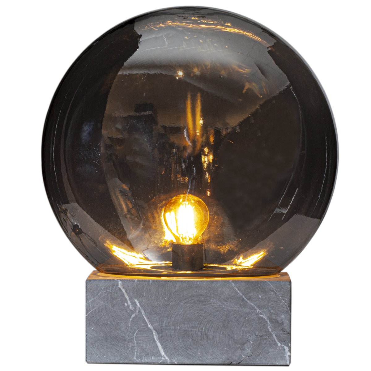 Glori 35cm Røykfarget bordlampe Fra By Rydéns - Glori er en storsl&aring;tt skj&oslash;nnhet med kombinasjonen av marmor og glass.