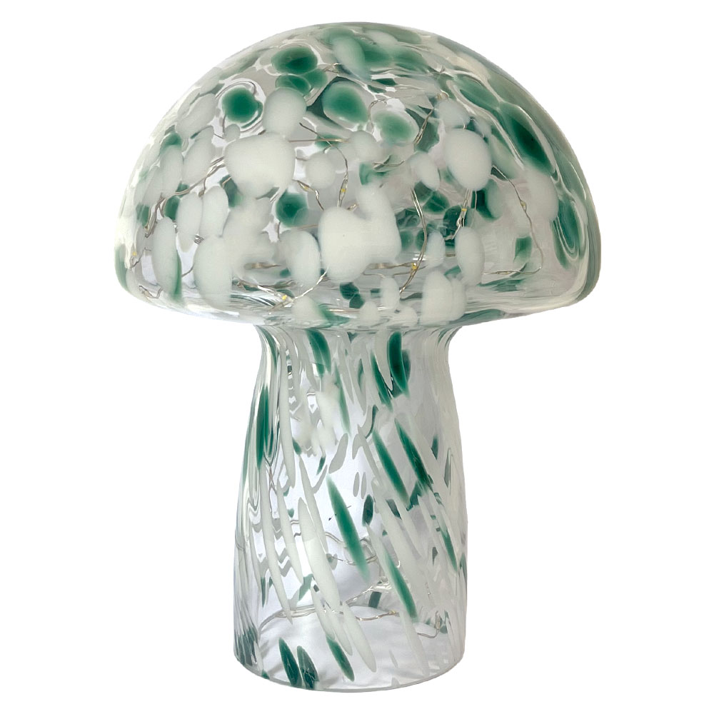 Mushroom 23cm Grønn bordlampe Fra Pixie Design - Sopplampen fra Pixie Design har et vakkert design med en marmorert overflate i gr&oslash;nt og hvitt.