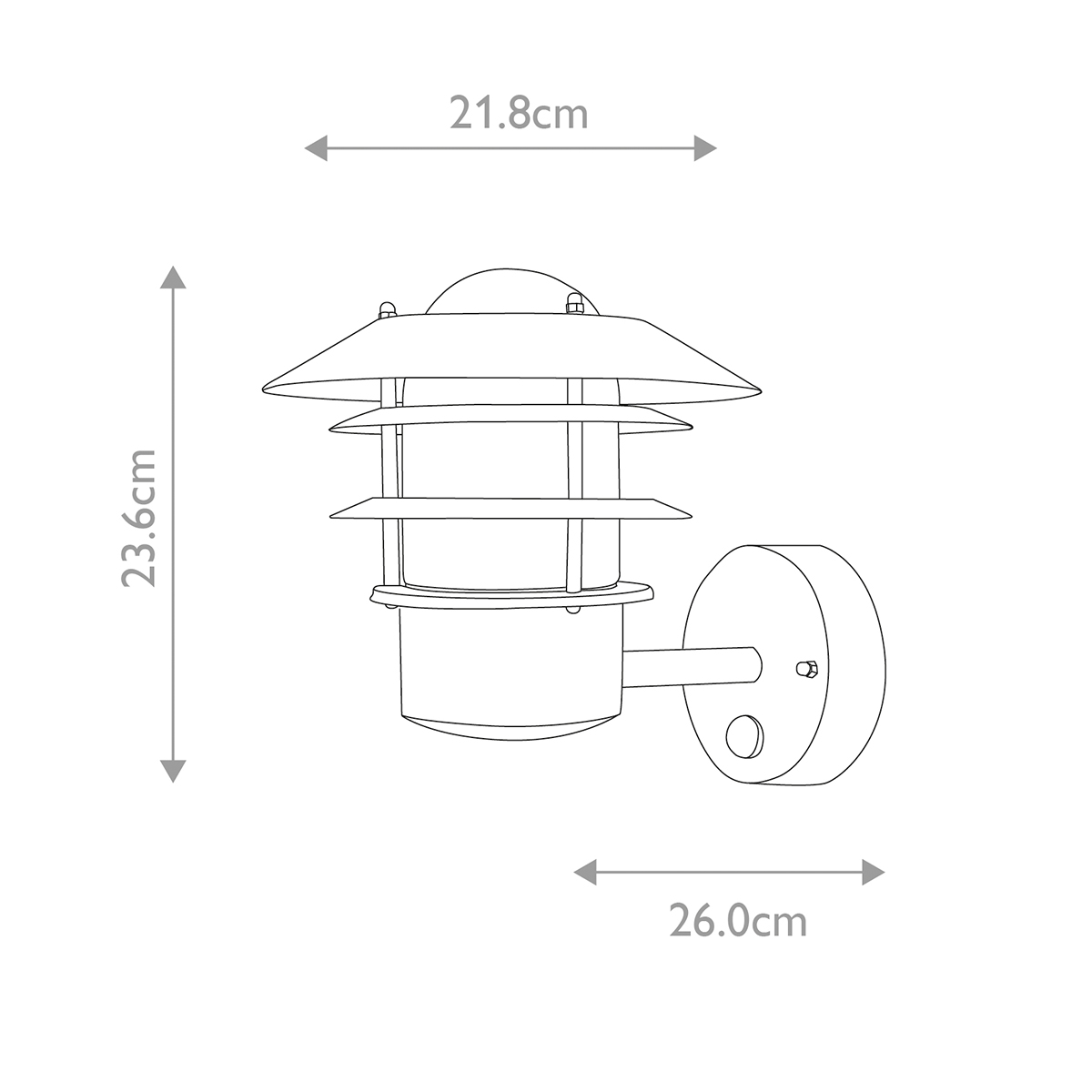 Helsingor PIR Ø22 Svart utendørslampe Fra Elstead Lighting - Tillverkad av rostfritt st&aring;l i svart finish och glas, erbjuder den en robust och v&auml;derbest&auml;ndig konstruktion som &auml;r perfekt f&ouml;r fasader, entr&eacute;er och uteplatser.