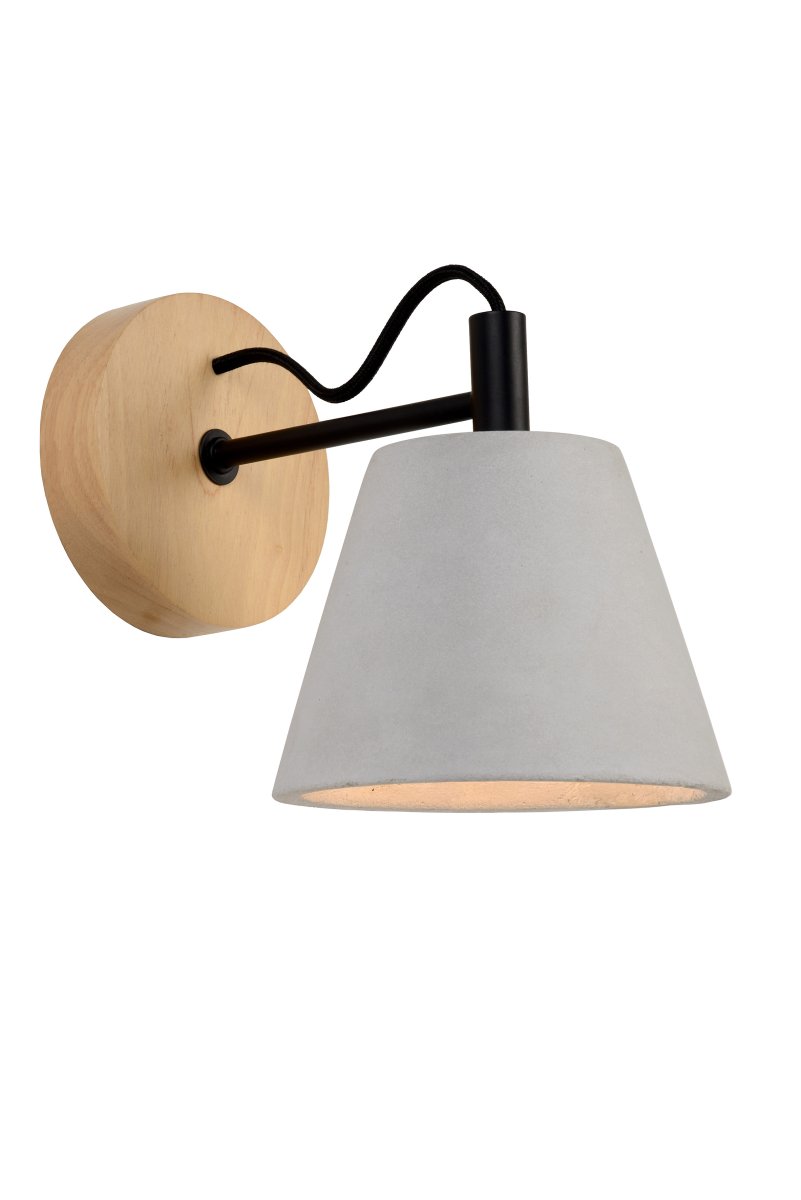 Possio 20cm Grå vegglampe Fra Lucide - Skjermen er laget av gr&aring; betong, noe som gir et rett og industrielt utseende.