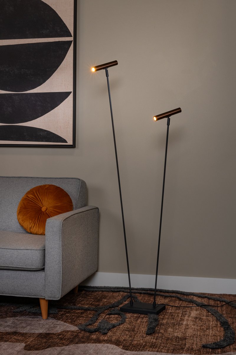 Duarte Svart/brun gulvlampe Fra Lucide - En allsidig lampe som kombinerer komfort, fleksibilitet og moderne design i ett.