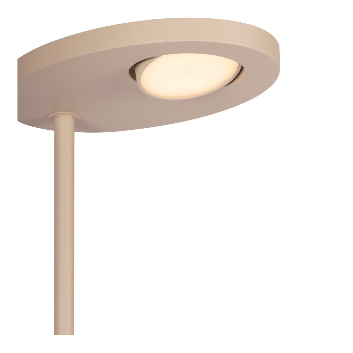 Ortolan Taupe gulvlampe Fra Lucide - Uplighten har et roterbart LED-panel i en sirkulær form som kan roteres rundt sin egen akse for å rette lyset etter behov, og lyser både opp og ned – 750 lm øverst og 500 lm nederst.