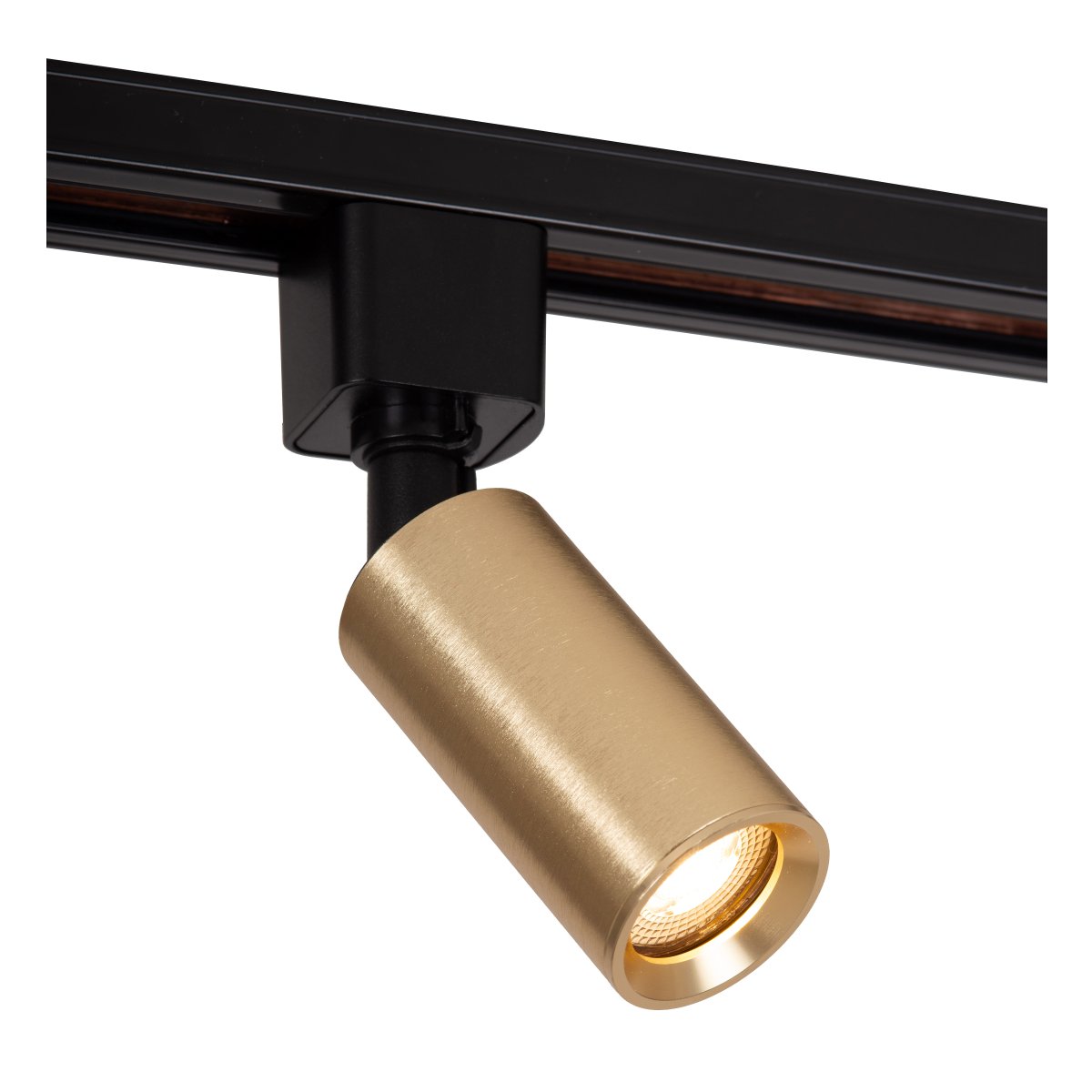 Spotlight Ritmo GU10 Messing Fra Lucide - Det elegante messingdesignet er en del av Lucides 1-fase TRACK-system og tilbyr full justerbarhet takket v&aelig;re det 360&deg; roterbare og vippbare lampehodet.