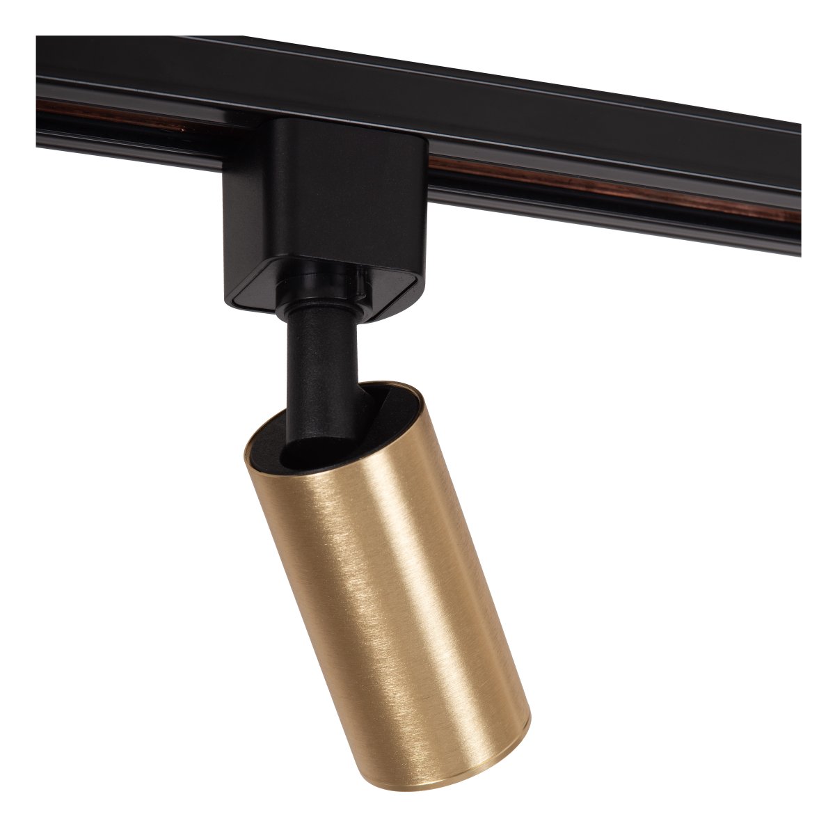 Spotlight Ritmo GU10 Messing Fra Lucide - Det elegante messingdesignet er en del av Lucides 1-fase TRACK-system og tilbyr full justerbarhet takket v&aelig;re det 360&deg; roterbare og vippbare lampehodet.