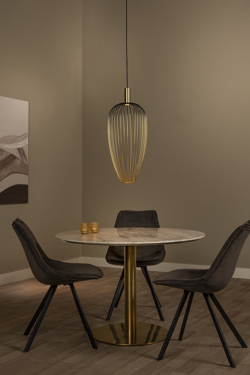 Aurelie Ø30 Gull Taklampe Fra Lucide - Aurelie er en elegant pendellampe i metall hvor skjermen g&aring;r fra svart &oslash;verst til en varm gullfarge nederst.
