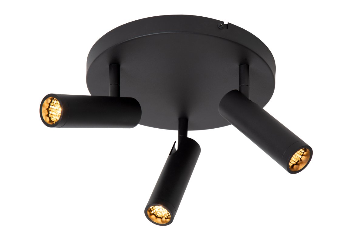 Grado 3 Svart spotlight Fra Lucide - De stilige spotlightene er utstyrt med en integrert diffuser som sprer et bredt og jevnt lys.