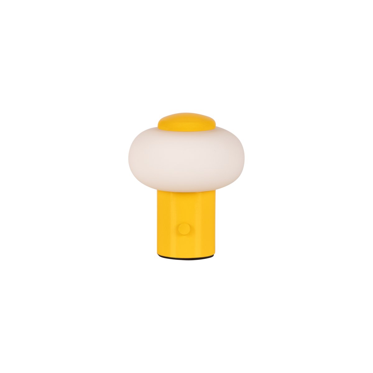 Gustav 10cm Gul bærbar Fra Lucide - Gustav er en b&aelig;rbar bordlampe laget av metall og glass i en lys gul farge som gir et stemningsfullt lys.