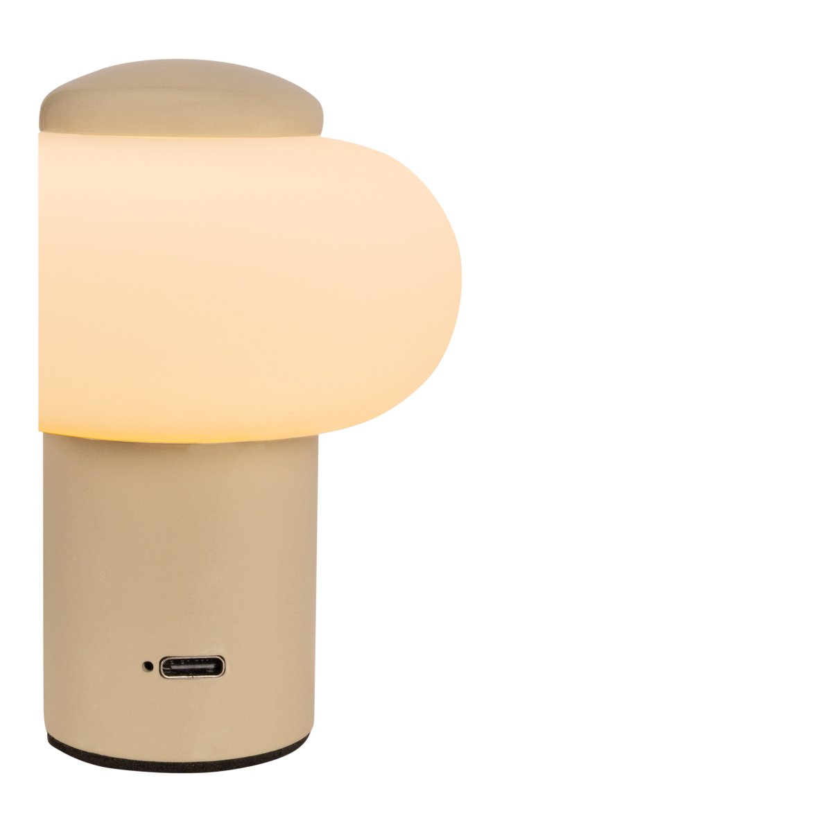 Gustav 10cm Kremfarget bærbar Fra Lucide - Gustav er en b&aelig;rbar bordlampe i metall og glass med en myk kremfarget tone som gir et varmt og stemningsfullt lys.