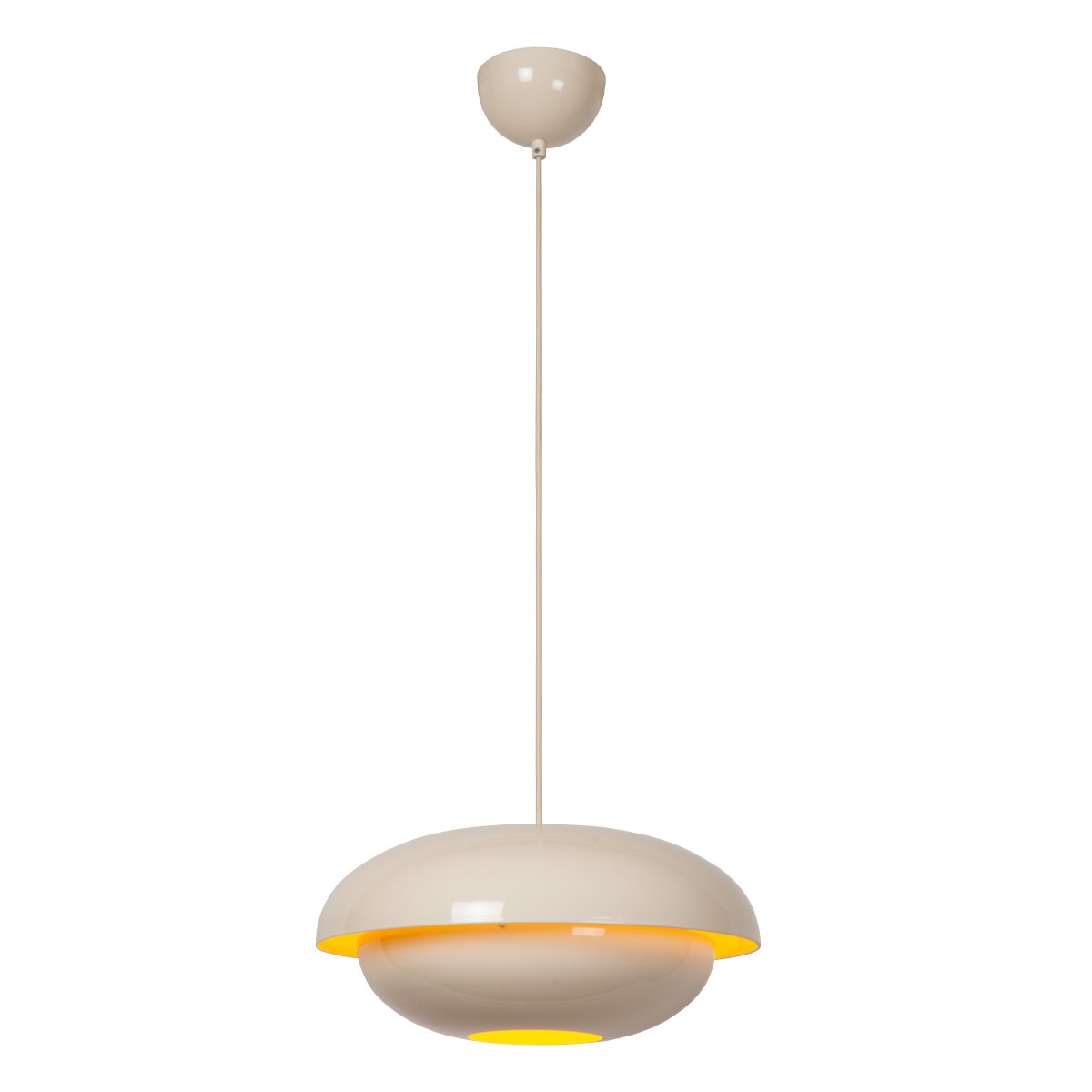 Younes Ø40 Kremhvit Taklampe Fra Lucide - Denne pendellampen i kremhvitt metall er et uttrykksfullt designelement som gir rommet en varm og moderne karakter.
