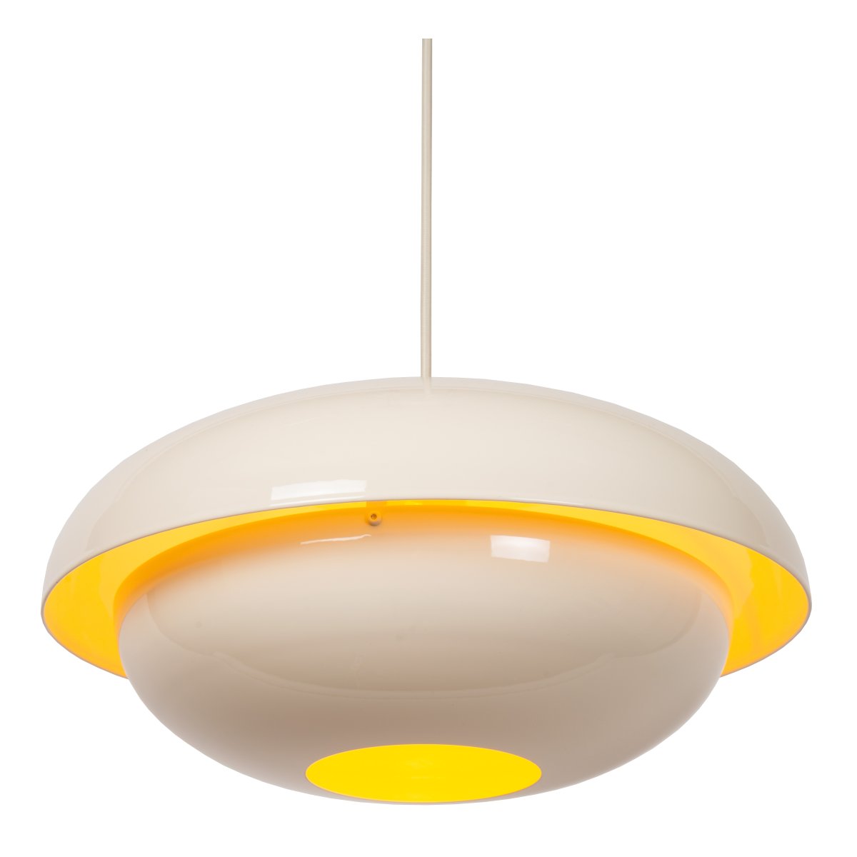 Younes Ø40 Kremhvit Taklampe Fra Lucide - Denne pendellampen i kremhvitt metall er et uttrykksfullt designelement som gir rommet en varm og moderne karakter.