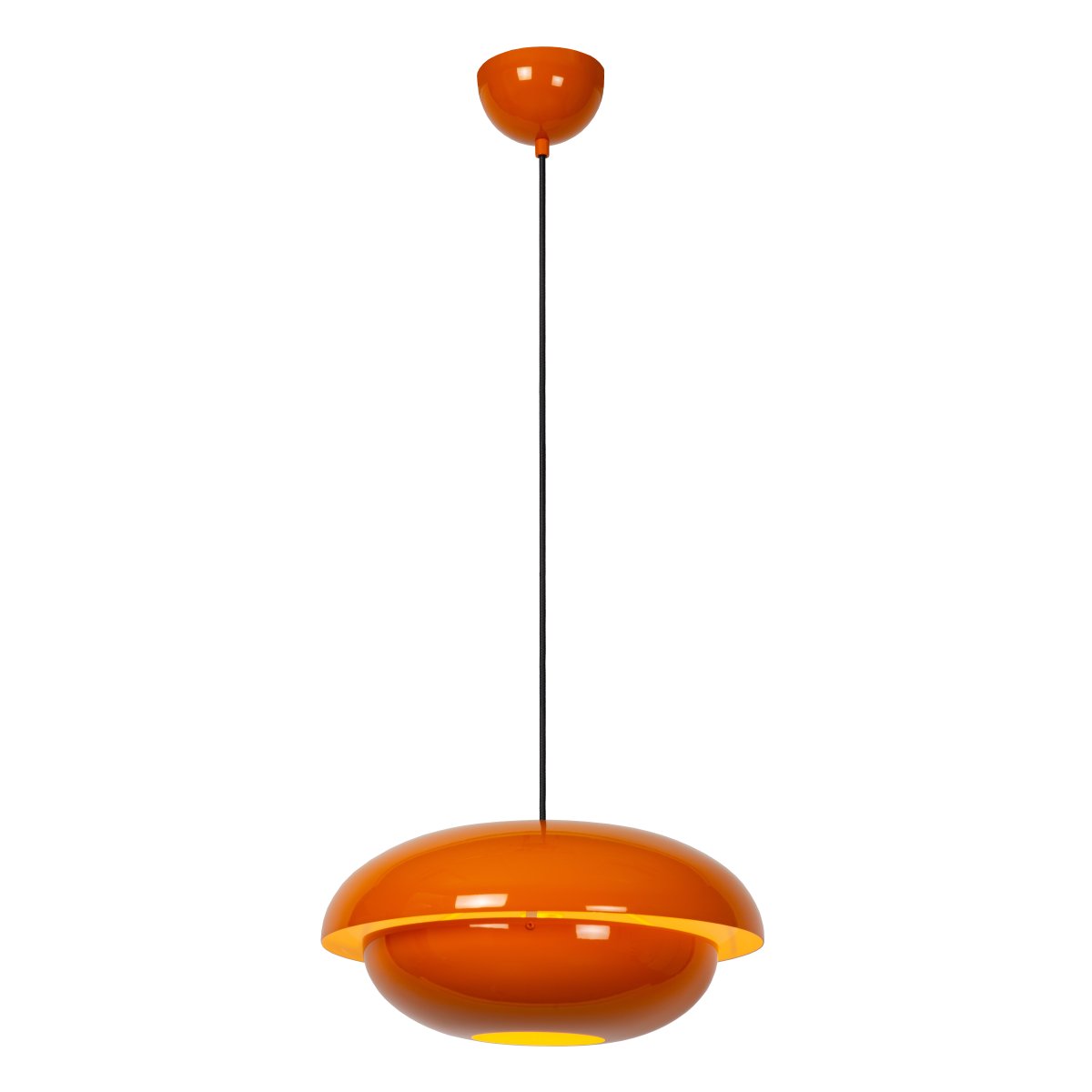 Younes Ø40 Oransje Taklampe Fra Lucide - Denne oransje metallpendellampen er et uttrykksfullt designelement som gir rommet en varm og retro karakter.