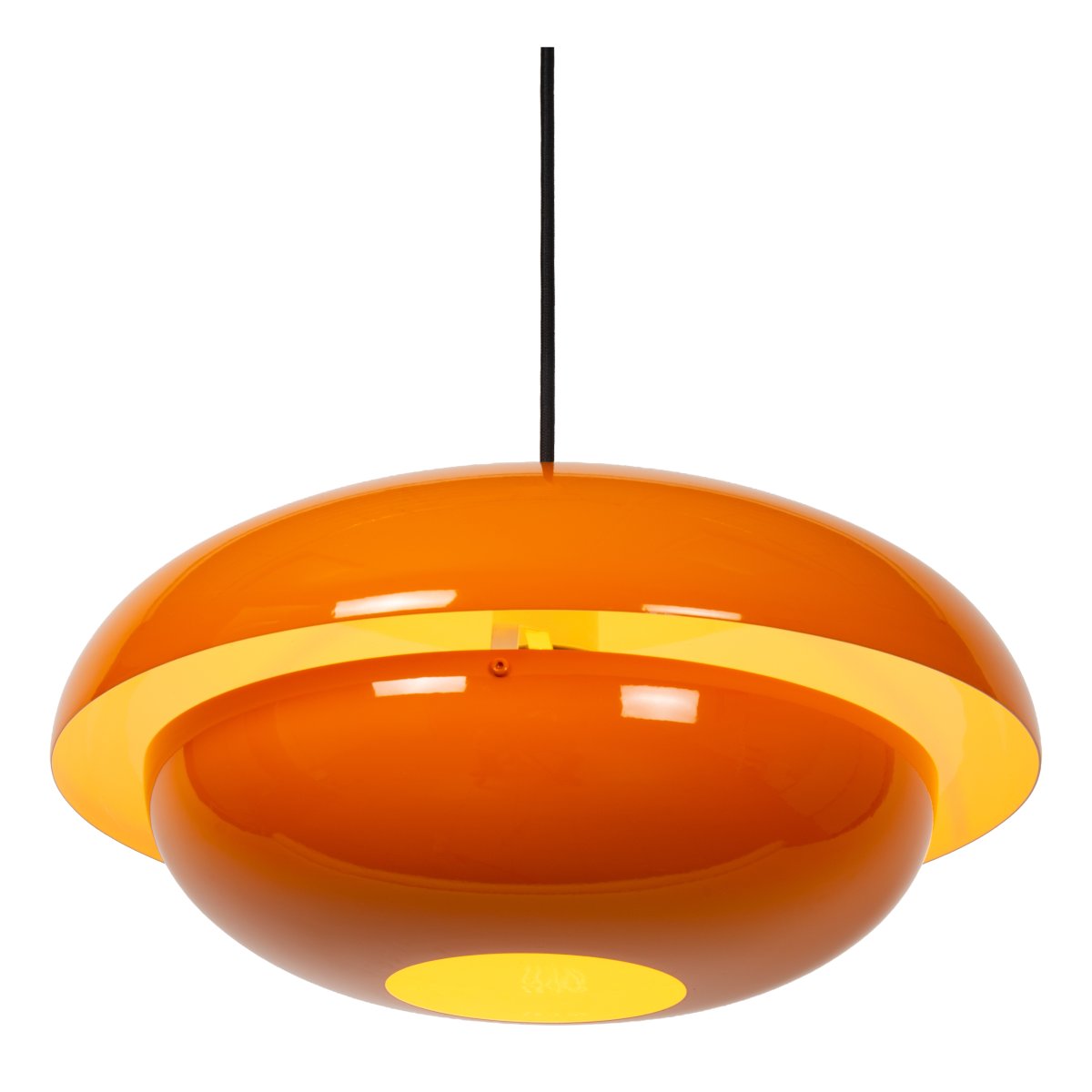 Younes Ø40 Oransje Taklampe Fra Lucide - Denne oransje metallpendellampen er et uttrykksfullt designelement som gir rommet en varm og retro karakter.