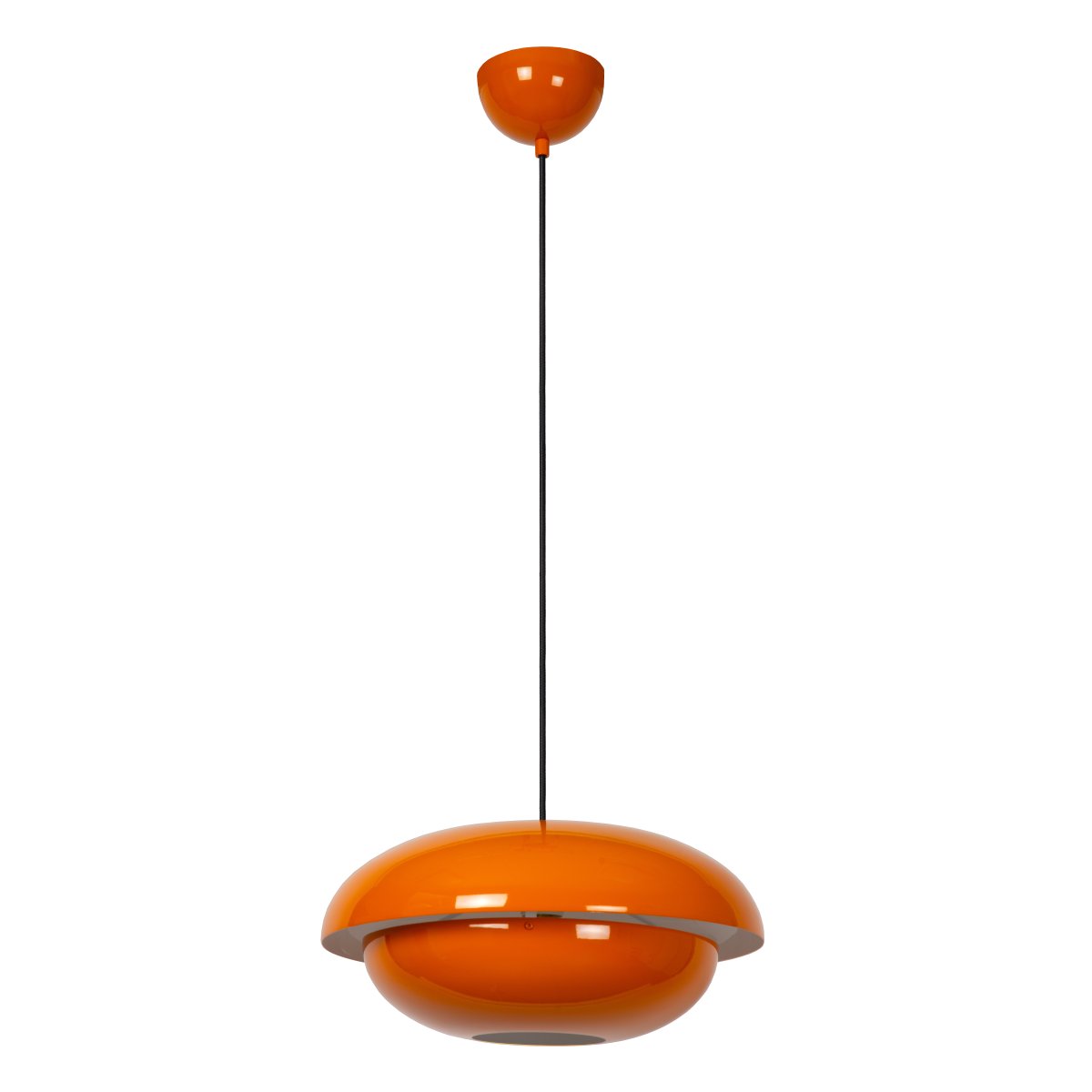 Younes Ø40 Oransje Taklampe Fra Lucide - Denne oransje metallpendellampen er et uttrykksfullt designelement som gir rommet en varm og retro karakter.