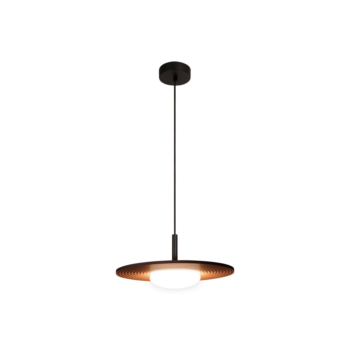 Carmino Ø38 Terrakotta Taklampe Fra Lucide - Den riflede undersiden av skjermen skaper en dekorativ struktur og passer fint sammen med lampens svarte metalldetaljer.