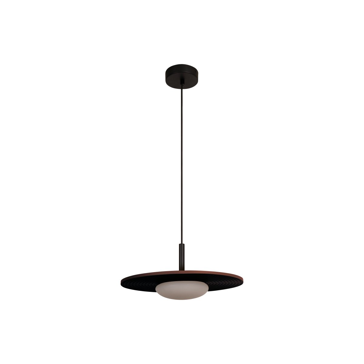 Carmino Ø38 Terrakotta Taklampe Fra Lucide - Den riflede undersiden av skjermen skaper en dekorativ struktur og passer fint sammen med lampens svarte metalldetaljer.