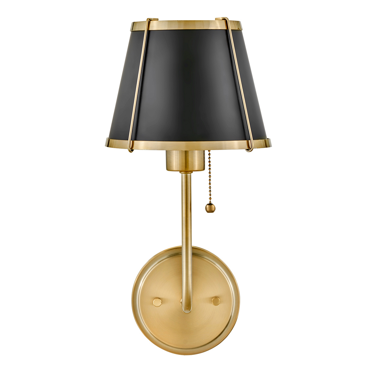 Clarke 40cm Messing/svart vegglampe Fra Elstead Lighting - Clarke er en elegant vegglampe laget av stål med en vakker varm messingfinish og en stilig svart skjerm.
