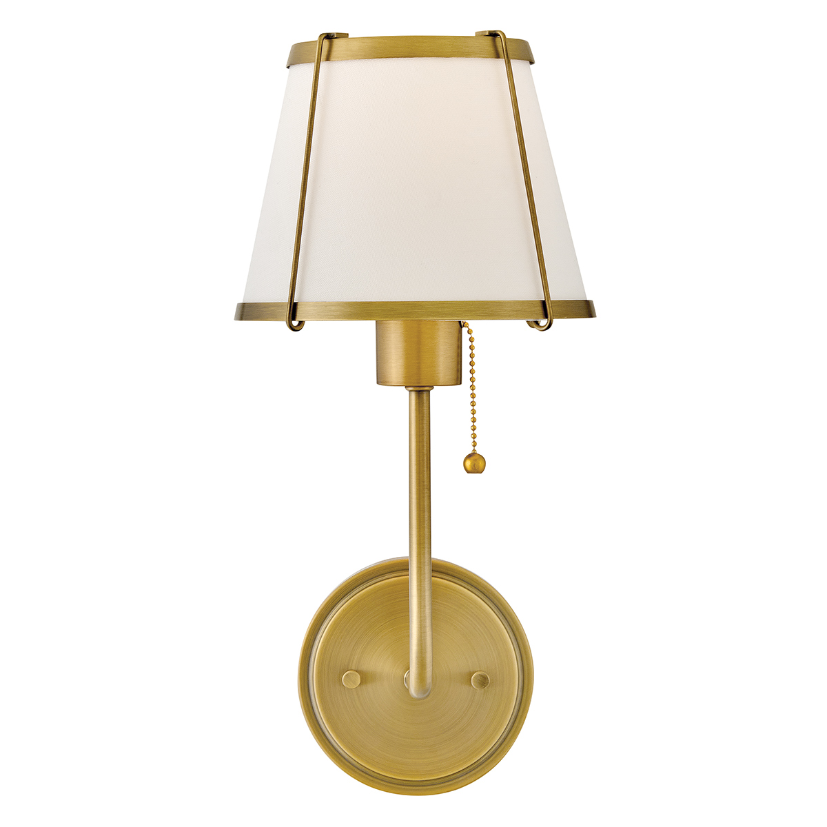 Clarke 40cm Messing/hvit vegglampe Fra Elstead Lighting - Clarke er en elegant vegglampe laget av stål med en vakker varm messingfinish og en hvit linskjerm.