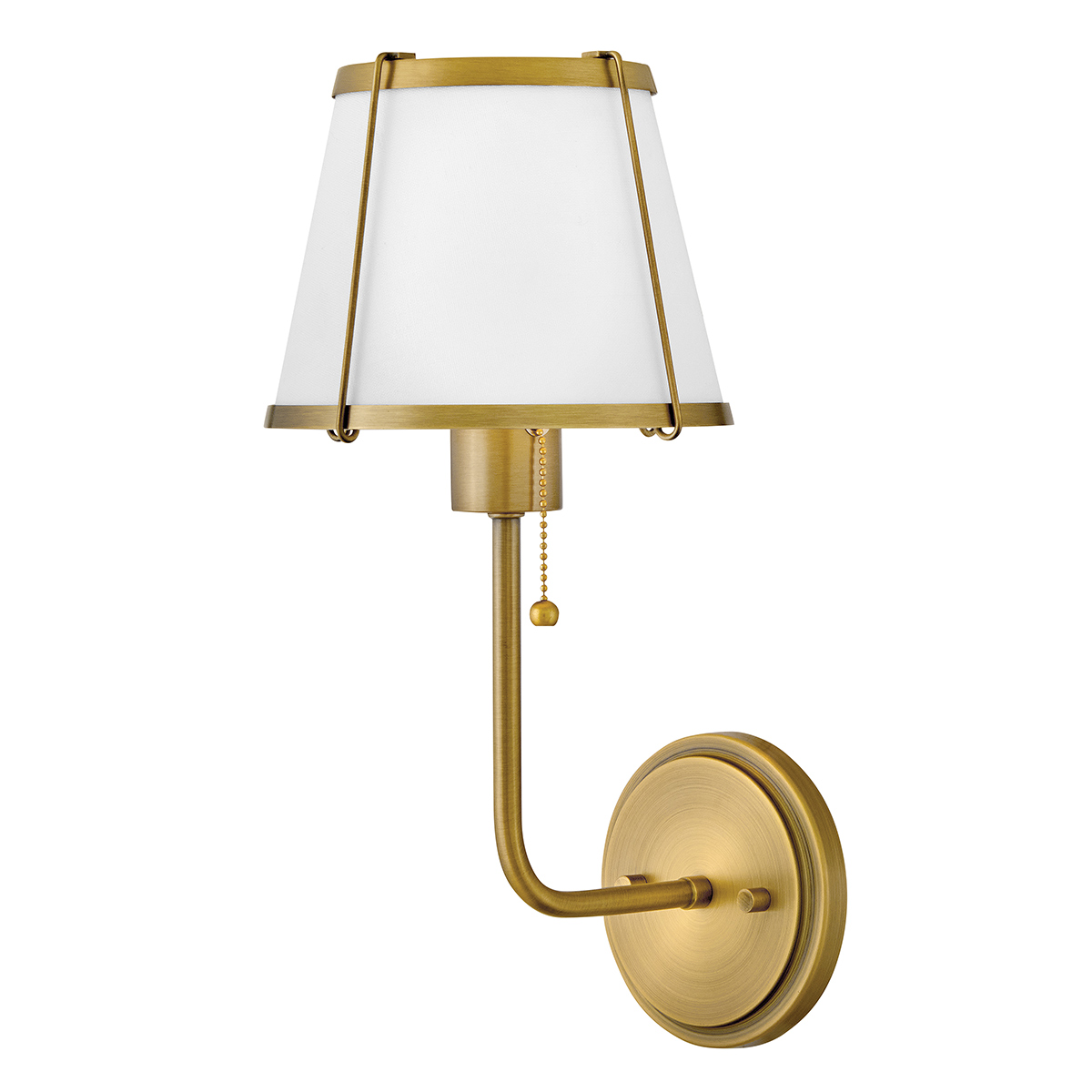 Clarke 40cm Messing/hvit vegglampe Fra Elstead Lighting - Clarke er en elegant vegglampe laget av stål med en vakker varm messingfinish og en hvit linskjerm.