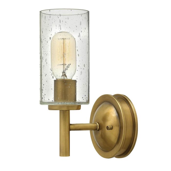 Collier 26cm Antikk messing vegglampe Fra Elstead Lighting - Gjutna knappar, g&aring;ngj&auml;rn och st&auml;nger i en finish av klassisk m&auml;ssing ger en sofistikerad elegans som &auml;r b&aring;de modern och tidl&ouml;s.