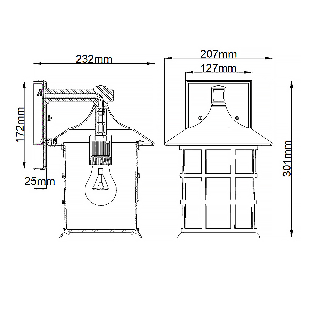 Freeport 30cm Svart utendørslampe Fra Elstead Lighting - Med en IP44-klassifisering er Freeport beskyttet mot regn og fuktighet, noe som gjør den ideell for innganger, fasader og uteplasser.