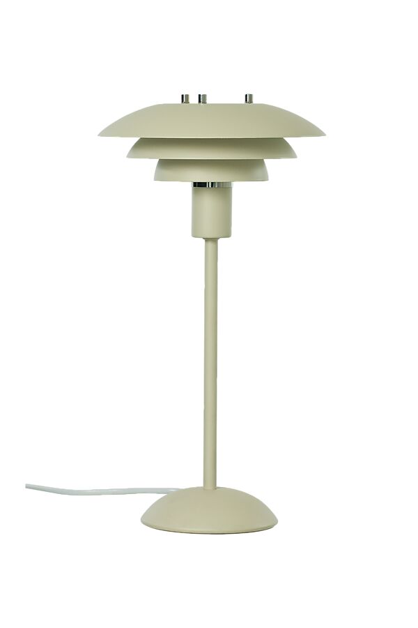 Epsilon 37cm Beige bordlampe Fra Aneta Lighting - Detaljer i krom og matt messing medfølger, søm; du kan selv velge hvilken som passer best i ditt hjem.