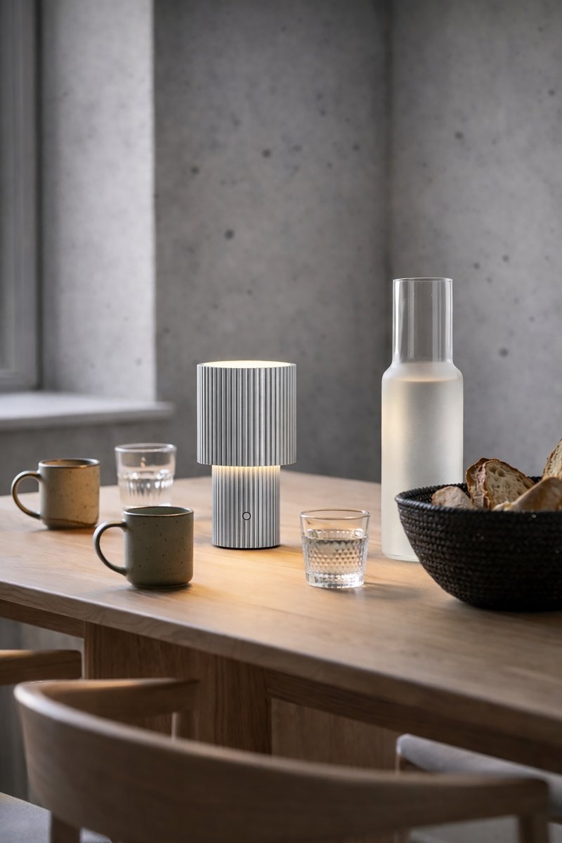 Iluma 22cm Sølv bærbar Fra Herstal - Iluma har integrert LED med et varmt hvitt lys på 2700K og en lysstrøm på 60 lumen.