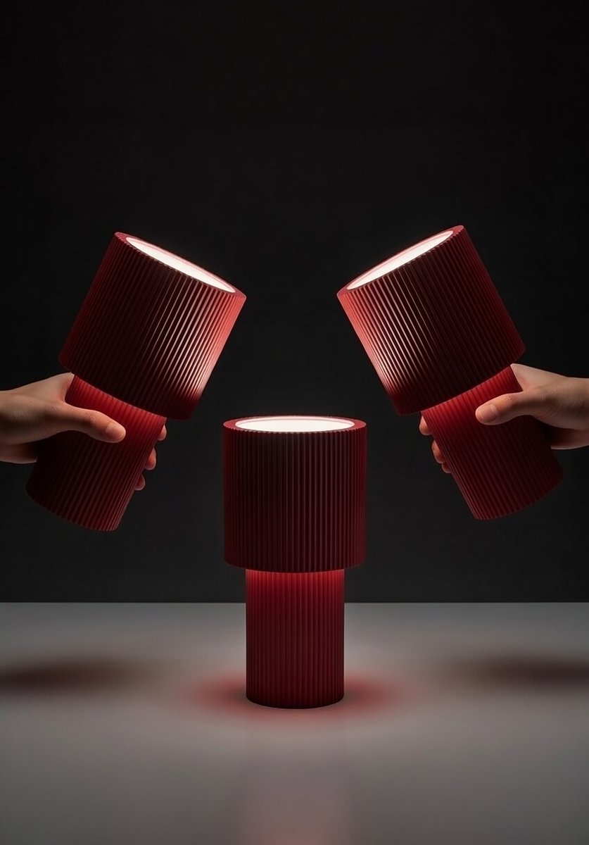 Iluma 22cm RØD bærbar Fra Herstal - Iluma har integrert LED med et varmt hvitt lys p&aring; 2700K og en lysstr&oslash;m p&aring; 60 lumen.