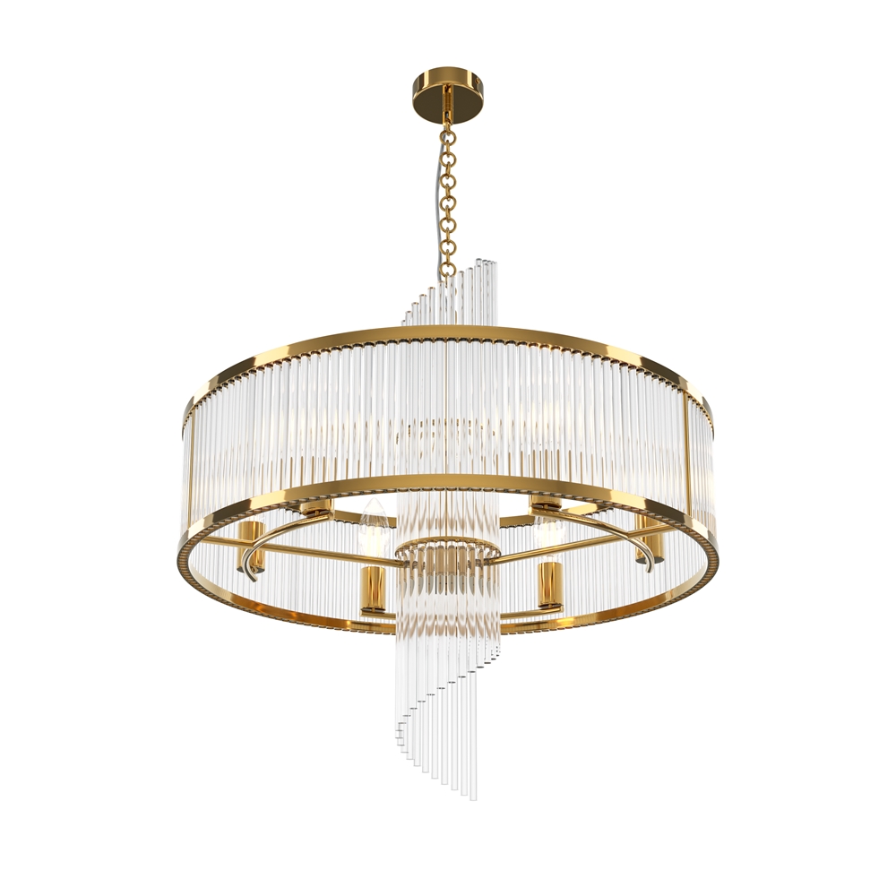 Frame Ø58 Gull Taklampe Fra Maytoni - Frame er en elegant lysekrone med en luksuri&oslash;s f&oslash;lelse takket v&aelig;re gullfargede detaljer og langstrakte prismer.