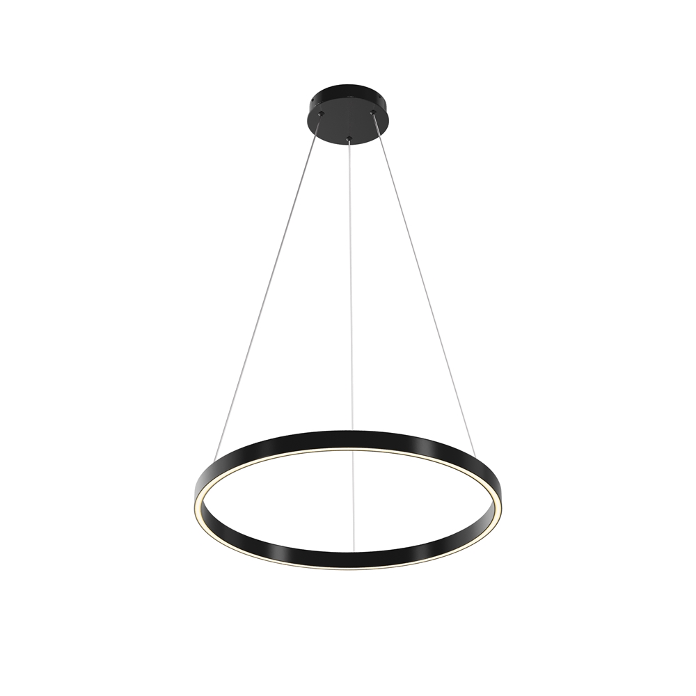 Rim Ø60 Svart Taklampe Fra Maytoni - Den integrerte LED-listen sprer lyset b&aring;de nedover og rundt, noe som gj&oslash;r den perfekt for plassering over spisebordet eller som et elegant lyspunkt i stuen.