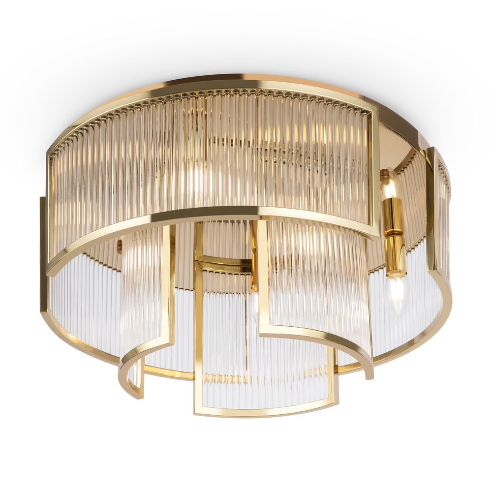 Frame Ø55 Gull plafond Fra Maytoni - Frame er en elegant taklampe med en luksuri&oslash;s f&oslash;lelse takket v&aelig;re gullfargede detaljer og langstrakte prismer.