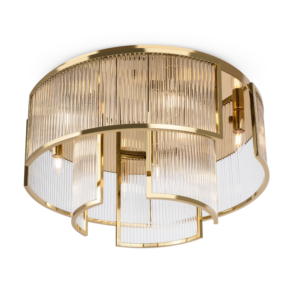 Frame Ø65 Gull plafond Fra Maytoni - Frame er en elegant taklampe med en luksuri&oslash;s f&oslash;lelse takket v&aelig;re gullfargede detaljer og langstrakte prismer.
