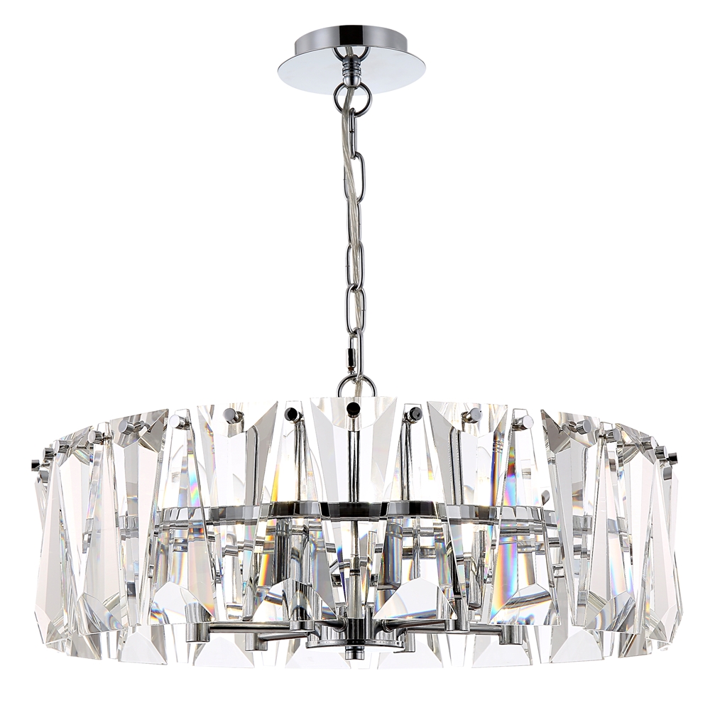 Puntes Ø52 Krom krystall Fra Maytoni - Puntes er en elegant taklysekrone i forkrommet metall med glitrende prismer som omgir lyskildene og skaper et magisk lysspill n&aring;r lampen er p&aring;.