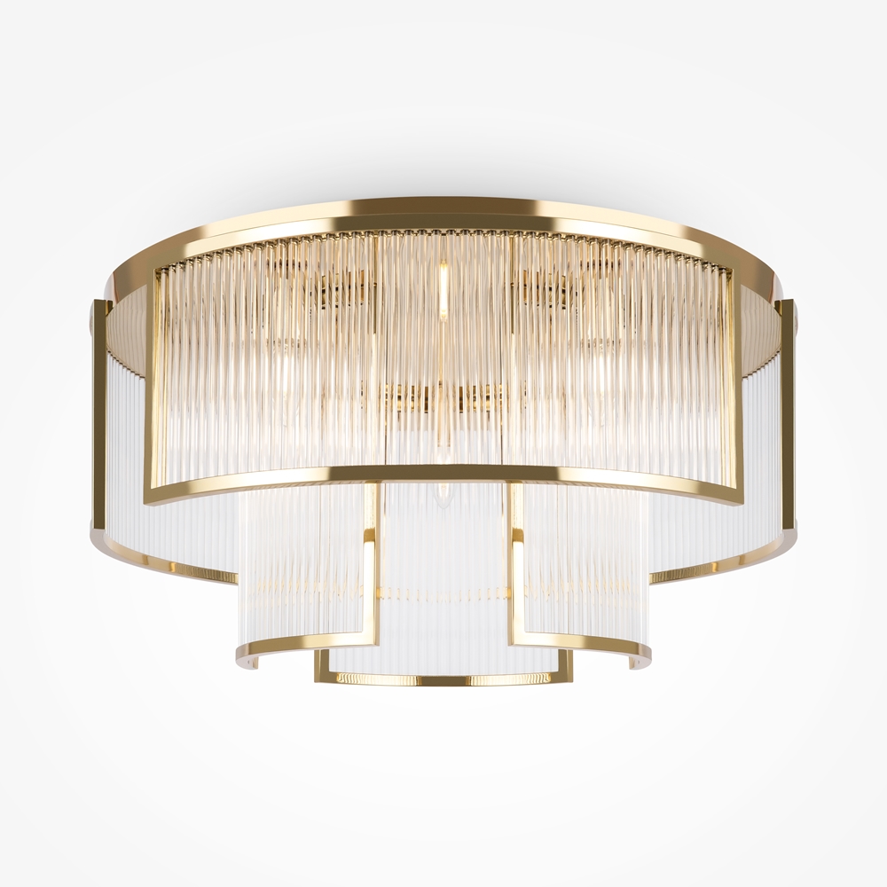 Frame Ø65 Gull plafond Fra Maytoni - Frame er en elegant taklampe med en luksuri&oslash;s f&oslash;lelse takket v&aelig;re gullfargede detaljer og langstrakte prismer.